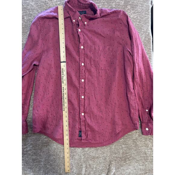 Abercrombie & Fitch Shirt Mens XXL Red Blue 100% Linen Button Preppy Academia - Picture 8 of 9